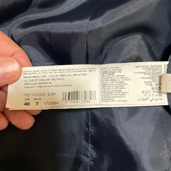 Mango Black Pink Pinstripe Suit Blazer Size 8 Career Business Jacket - Picture 3 of 11